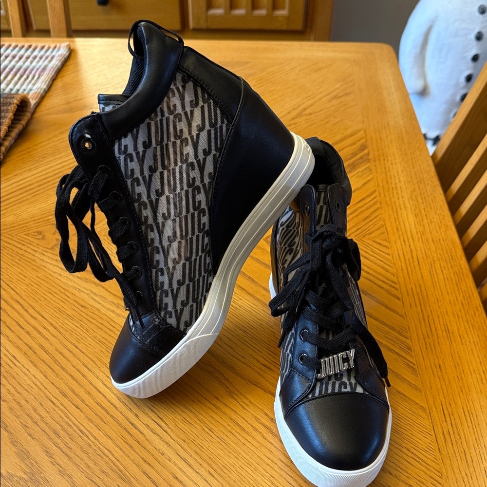Juicy Couture Black and White High-Top Sneakers 9.5 size new never worn!